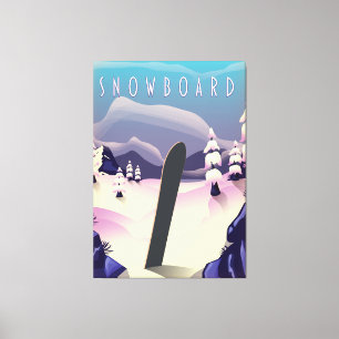 Vintages Reiseplakat für Snowboards Leinwanddruck