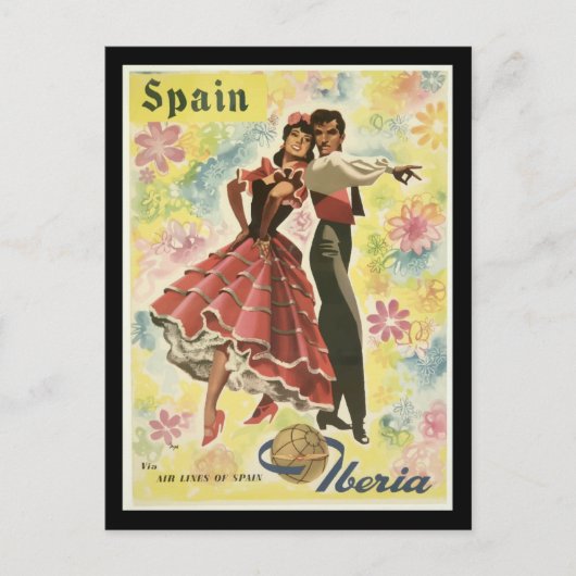 Vintages Reiseplakat für Spanien, Postkarte (Vorderseite)