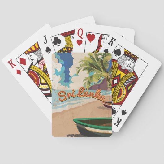 Vintages Reiseplakat für Sri Lanka Spielkarten (Rückseite)