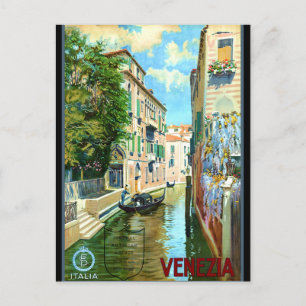 Vintages Reiseplakat für Venedig Postkarte