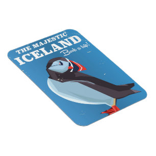 Vintages Reiseplakat majestätischen IslandPuffin Magnet