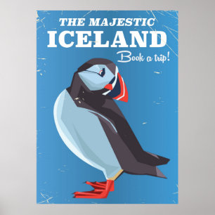 Vintages Reiseplakat majestätischen IslandPuffin Poster