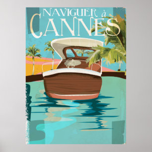 Vintages Reiseplakat naviguer à Cannes (Segel) Poster