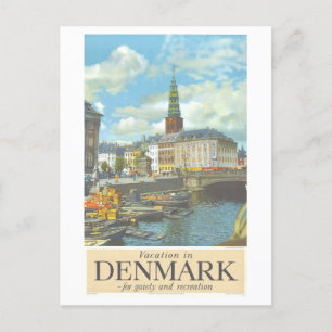 Vintages Reiseplakat von Kopenhagen Postkarte