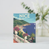 Vintages Reiseplakat von Nizza Postkarte (Stehend Vorderseite)