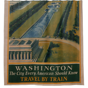 Vintages Reiseplakat Washington DC Duschvorhang