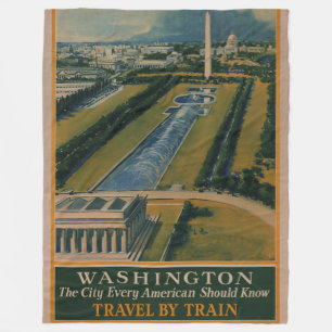Vintages Reiseplakat Washington DC Fleecedecke