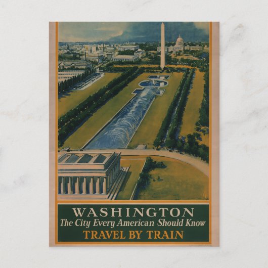 Vintages Reiseplakat Washington DC Postkarte (Vorderseite)