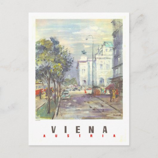 Vintages Reiseplakat Wien Postkarte (Vorderseite)