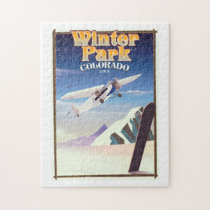 Vintages Reiseplakat Winter-Parkcolorados Puzzle