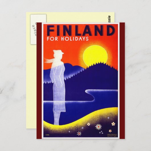 Vintages Reiseplandesign in Finnland Postkarte (Vorne/Hinten)