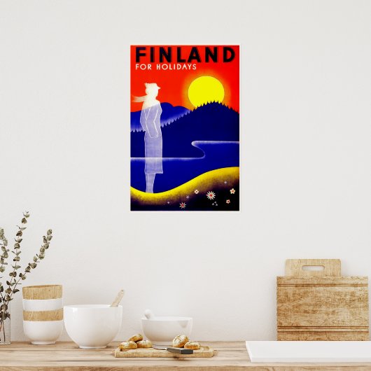 Vintages Reiseplaner für Finnland Poster (Küche)