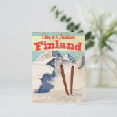 Vintages Reiseplaner für Finnland Postkarte (Stehend Vorderseite)