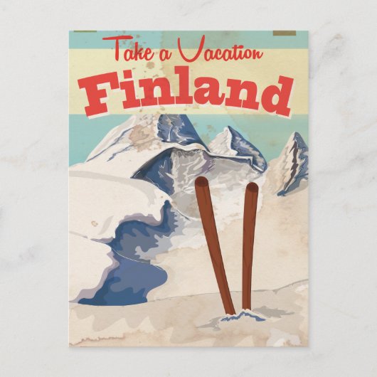 Vintages Reiseplaner für Finnland Postkarte (Vorderseite)
