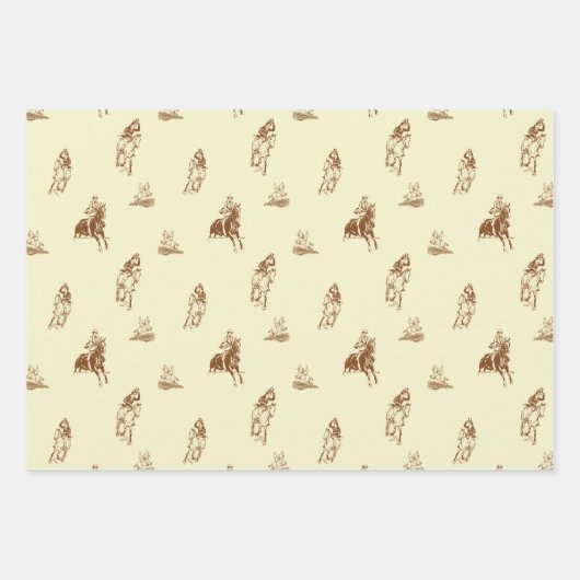 Vintages Reitmuster Geschenkpapier Set (Vorderseite 3)