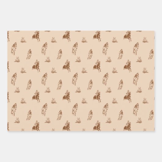 Vintages Reitmuster Geschenkpapier Set (Vorderseite 2)