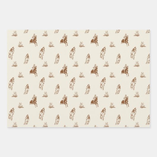 Vintages Reitmuster Geschenkpapier Set (Vorderseite)