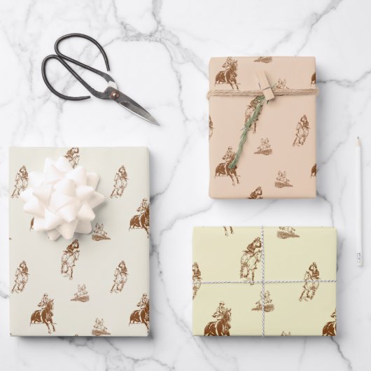 Vintages Reitmuster Geschenkpapier Set (Vorderseite)