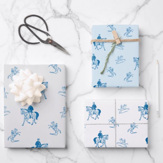 Vintages Reitmuster Geschenkpapier Set (Vorderseite)