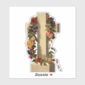 Vintages religiöses Blumenkreuz Jesus Ostern Aufkleber (Blatt)