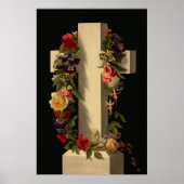 Vintages religiöses Blumenkreuz Jesus Ostern Poster (Vorne)