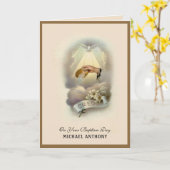 Vintages religiöses Sacrament Taufe Baby Karte (Gelbe Blume)