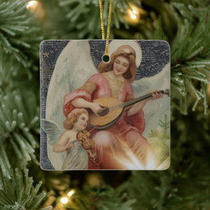 Vintages religiöses Weihnachtsgeschenk mit Wünsche Keramikornament