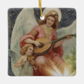 Vintages religiöses Weihnachtsgeschenk mit Wünsche Keramikornament (Vorderseite)