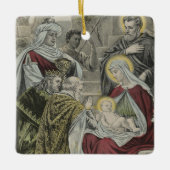 Vintages religiöses Weihnachtsgeschenk mit Wünsche Keramikornament (Vorderseite)