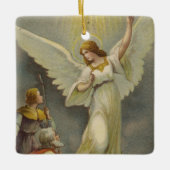 Vintages religiöses Weihnachtsgeschenk mit Wünsche Keramikornament (Vorderseite)