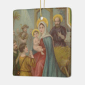Vintages religiöses Weihnachtsgeschenk mit Wünsche Keramikornament (Links)