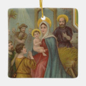 Vintages religiöses Weihnachtsgeschenk mit Wünsche Keramikornament (Vorderseite)