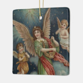 Vintages religiöses Weihnachtsgeschenk mit Wünsche Keramikornament (Links)