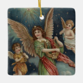 Vintages religiöses Weihnachtsgeschenk mit Wünsche Keramikornament (Vorderseite)