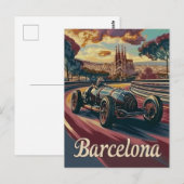 Vintages Rennauto in Barcelona Postkarte (Vorne/Hinten)