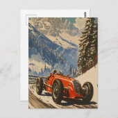 Vintages Rennauto in den Alpen Postkarte (Vorne/Hinten)