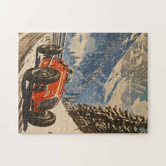 Vintages Rennauto in den Alpen Puzzle (Horizontal)