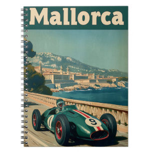 Vintages Rennauto in Mallorca Notizblock