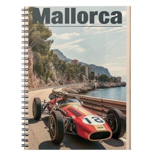 Vintages Rennauto in Mallorca Notizblock (Vorderseite)