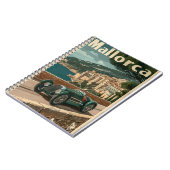Vintages Rennauto in Mallorca Notizblock (Linke Seite)