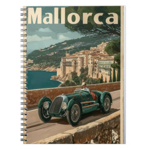 Vintages Rennauto in Mallorca Notizblock