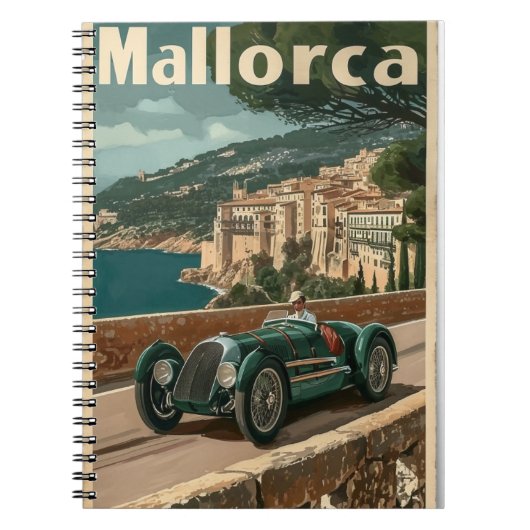 Vintages Rennauto in Mallorca Notizblock (Vorderseite)