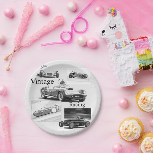 Vintages Rennen Pappteller (Party)