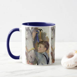 Vintages Rennpferd, Blue Ribbon Sieger mit einem J Tasse