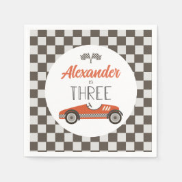 Vintages Rennwagen Drei Geburtstag Serviette