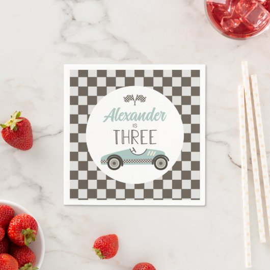 Vintages Rennwagen Drei Geburtstag Serviette (Beispiel)