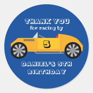 Vintages Rennwagen für Kinder Jungen Geburtstagspa Runder Aufkleber