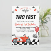 Vintages Rennwagen Geburtstag Einladung Rennwagen (Stehend Vorderseite)