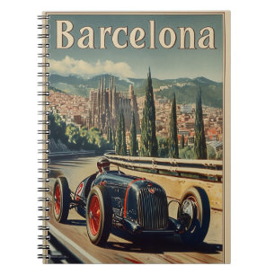 Vintages Rennwagen in Barcelona Notizblock