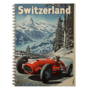 Vintages Rennwagen in der Schweiz Notizblock